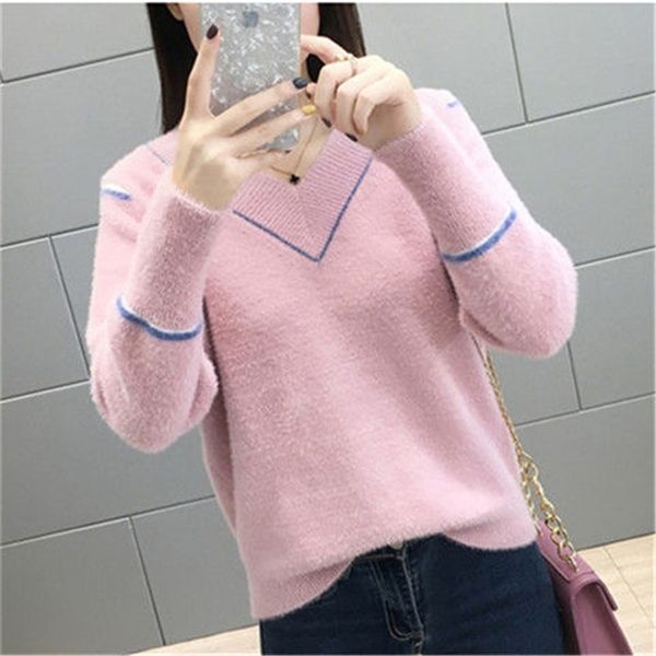women candy colors sweaters fashion autumn winter warm mohair v-neck pullover long sleeve casual sweater knitted 210427, White;black
women candy colors sweaters fashion autumn winter warm mohair v-neck pullover long sleeve casual sweater knitted 210427, White;black