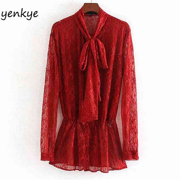 fashion women elegant bow collar red lace blouse lady long sleeve elastic waist semi-sheer ccwm9479 210514, White
fashion women elegant bow collar red lace blouse lady long sleeve elastic waist semi-sheer ccwm9479 210514, White