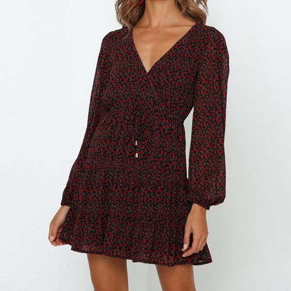 casual dresses puloru women red flowers wrap tie-up dress autumn spring long sleeve v-neck short ruffles office lady mini a-line, Black;gray
casual dresses puloru women red flowers wrap tie-up dress autumn spring long sleeve v-neck short ruffles office lady mini a-line, Black;gray