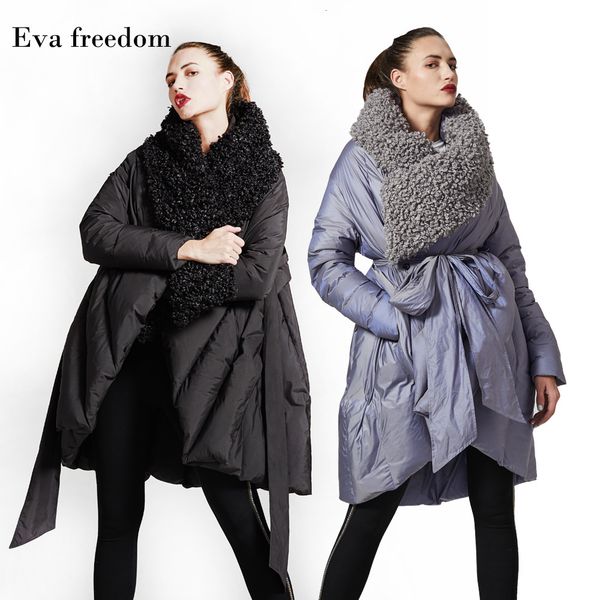 down jacket evafredom stitched imitation lamb wool thickened large lapel coat women's medium long solid, Black
down jacket evafredom stitched imitation lamb wool thickened large lapel coat women's medium long solid, Black