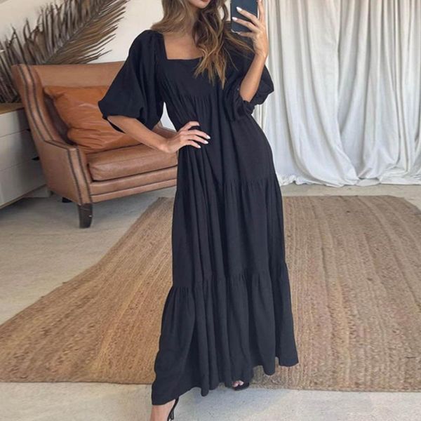 casual dresses women dress puff sleeve ruffles hem summer back lace-up square neck patchwork for dating, Black;gray
casual dresses women dress puff sleeve ruffles hem summer back lace-up square neck patchwork for dating, Black;gray