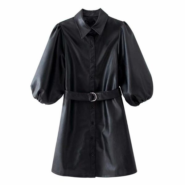 casual dresses women pu leather sashes mini dress office ladies turn down collar three quarter sleeve spring party a line, Black;gray
casual dresses women pu leather sashes mini dress office ladies turn down collar three quarter sleeve spring party a line, Black;gray