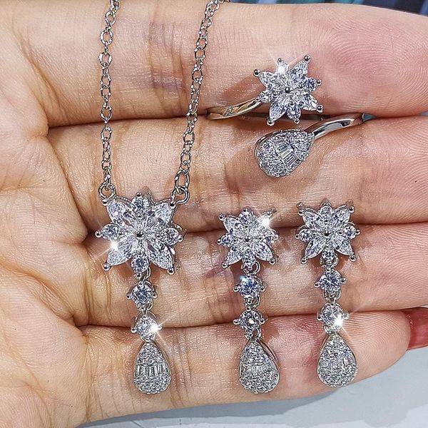 earrings & necklace bridal jewelry set anti-allergy super flash zircon chain korean style women's, Silver
earrings & necklace bridal jewelry set anti-allergy super flash zircon chain korean style women's, Silver