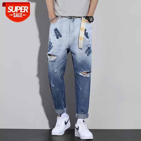 2021 men's ripped wash holes jeans loose tide casual pants fashion trend straight printed letters denim trousers 28-38 #2e4i, Blue
2021 men's ripped wash holes jeans loose tide casual pants fashion trend straight printed letters denim trousers 28-38 #2e4i, Blue