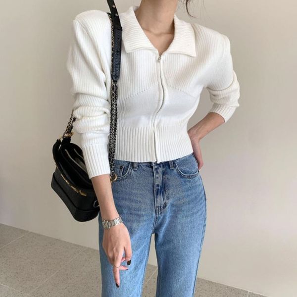 fashion ol solid zipper short sweater women cardigan coat elegant work long sleeve casual knitted sweaters 210421, White;black
fashion ol solid zipper short sweater women cardigan coat elegant work long sleeve casual knitted sweaters 210421, White;black