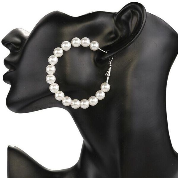 hoop & huggie 1pair simple silver color metal pearl earrings fashion big circle hoops statement for women party jewelry, Golden;silver
hoop & huggie 1pair simple silver color metal pearl earrings fashion big circle hoops statement for women party jewelry, Golden;silver