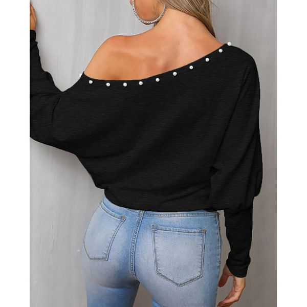 women's t-shirt beading patchwork bat long sleeve one shoulder casual loose black tshirt women streetwear tee shirt femme punk clothing, White
women's t-shirt beading patchwork bat long sleeve one shoulder casual loose black tshirt women streetwear tee shirt femme punk clothing, White