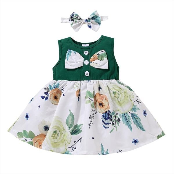 girls casual two piece girl dress clothes set, green round collar sleeveless white floral printed pattern headdress, Red;yellow
girls casual two piece girl dress clothes set, green round collar sleeveless white floral printed pattern headdress, Red;yellow