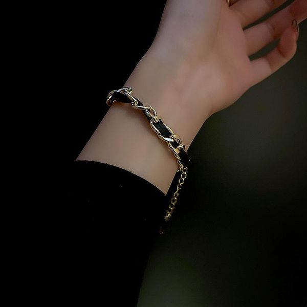 link, chain south korea east gate fashion simple personality bracelet leather net red temperament design feeling, Black
link, chain south korea east gate fashion simple personality bracelet leather net red temperament design feeling, Black
