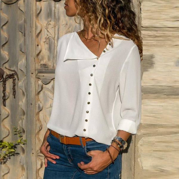 women's blouses & shirts woman cool/fashionable chiffon shirt long sleeve oblique button pullover solid office casual versatile tempera, White
women's blouses & shirts woman cool/fashionable chiffon shirt long sleeve oblique button pullover solid office casual versatile tempera, White