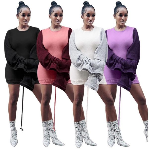 casual dresses autumn winter contrast color patchwork tshirt dress mini ruffles fleece tiecord loose streetwear robe rebicoo, Black;gray
casual dresses autumn winter contrast color patchwork tshirt dress mini ruffles fleece tiecord loose streetwear robe rebicoo, Black;gray