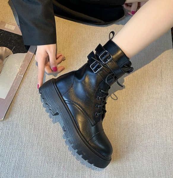 boots fashion buckle chunky women casual lace up platform ankle woman waterproof pu leather punk botas mujer lolita shoes, Black
boots fashion buckle chunky women casual lace up platform ankle woman waterproof pu leather punk botas mujer lolita shoes, Black