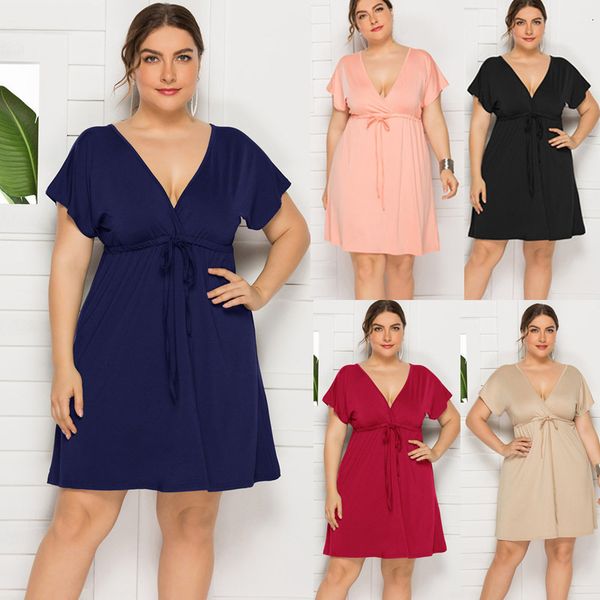casual dresses plus size women elegant summer solid deep v-neck lace up beach backless short sleeve mini dress female gh4c, Black;gray
casual dresses plus size women elegant summer solid deep v-neck lace up beach backless short sleeve mini dress female gh4c, Black;gray