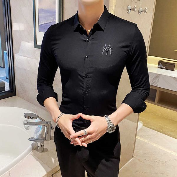brand men shirts solid embroidery business casual dress shirt long sleeve slim fit social streetwear clothing chemise homme 210527, White;black
brand men shirts solid embroidery business casual dress shirt long sleeve slim fit social streetwear clothing chemise homme 210527, White;black
