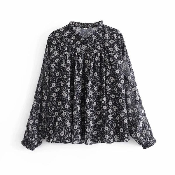 women shirt floral printed long sleeves ruffled casual fashion chic vintage blouse 210420, White
women shirt floral printed long sleeves ruffled casual fashion chic vintage blouse 210420, White