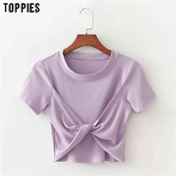fashion knot womens summer cropped short sleeve violet t-shirts round neck 210421, White
fashion knot womens summer cropped short sleeve violet t-shirts round neck 210421, White