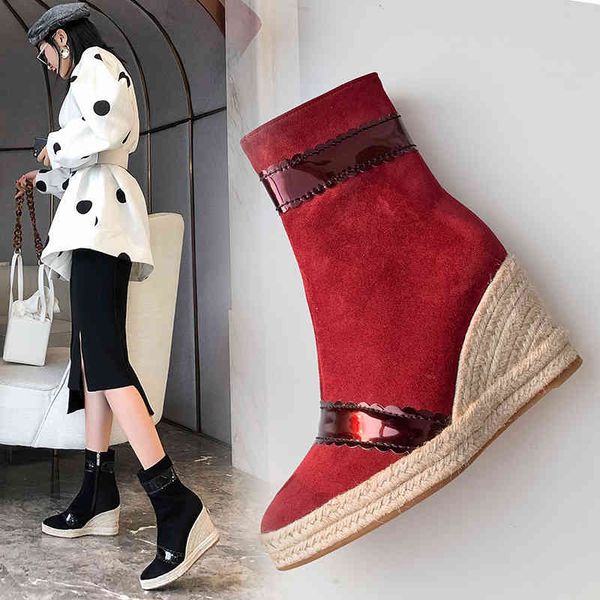 dress shoes female faux suede ankle boots women's hemp rope straw platforms wedges woman autumn fall ladies booties cb6o, Black
dress shoes female faux suede ankle boots women's hemp rope straw platforms wedges woman autumn fall ladies booties cb6o, Black