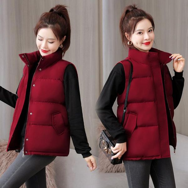 women's vests 2021 autumn and winter all-match solid color down cotton vest women korean casual collar slim sleeveless jacket, Black;white
women's vests 2021 autumn and winter all-match solid color down cotton vest women korean casual collar slim sleeveless jacket, Black;white