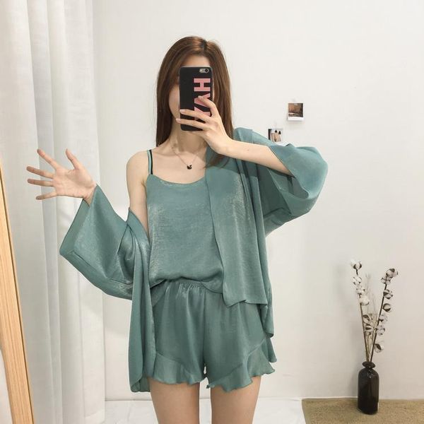 summer women sleepwear pajama set chiffon 3pcs cardigan vest shorts loose elegant ladies pyjama femme homewear, Black;red
summer women sleepwear pajama set chiffon 3pcs cardigan vest shorts loose elegant ladies pyjama femme homewear, Black;red