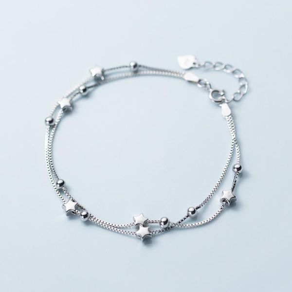 charm bracelets 100% 925 solid sterling silver star chain link for women double layer bracelet jewelry birthday gift, Golden;silver
charm bracelets 100% 925 solid sterling silver star chain link for women double layer bracelet jewelry birthday gift, Golden;silver