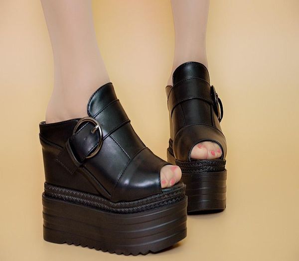 13cm thick-soled summer sponge cake high-heeled slippers women's non-slip sandals straight wedge fish mouth, Black
13cm thick-soled summer sponge cake high-heeled slippers women's non-slip sandals straight wedge fish mouth, Black