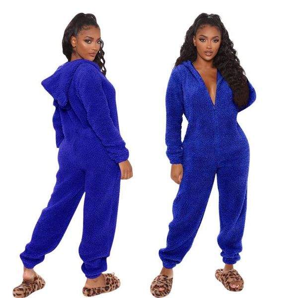 . 4133 autumn and winter women's solid color plush hooded long sleeve thermal home jumpsuit with ears, Black;white
. 4133 autumn and winter women's solid color plush hooded long sleeve thermal home jumpsuit with ears, Black;white