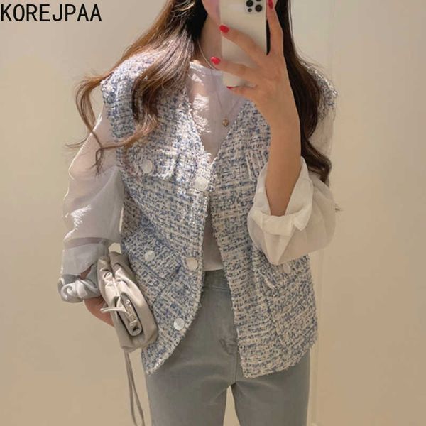 korejpaa women vest summer french retro v-neck multi-pocket versatile loose mixed color woolen sleeveless knitted vests 210526, Black;white
korejpaa women vest summer french retro v-neck multi-pocket versatile loose mixed color woolen sleeveless knitted vests 210526, Black;white