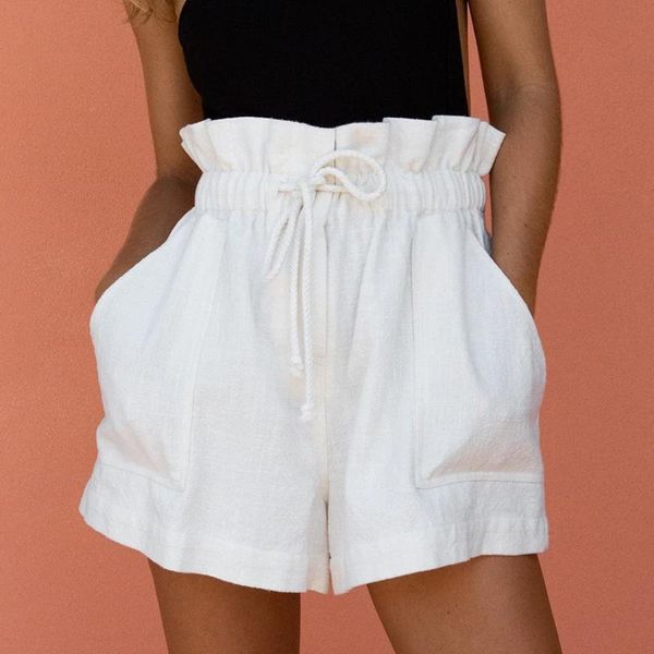 women's shorts 2021 summer oversize cotton linen short high waist loose drawstring wide-leg female fashion casual lady bottom, White;black
women's shorts 2021 summer oversize cotton linen short high waist loose drawstring wide-leg female fashion casual lady bottom, White;black