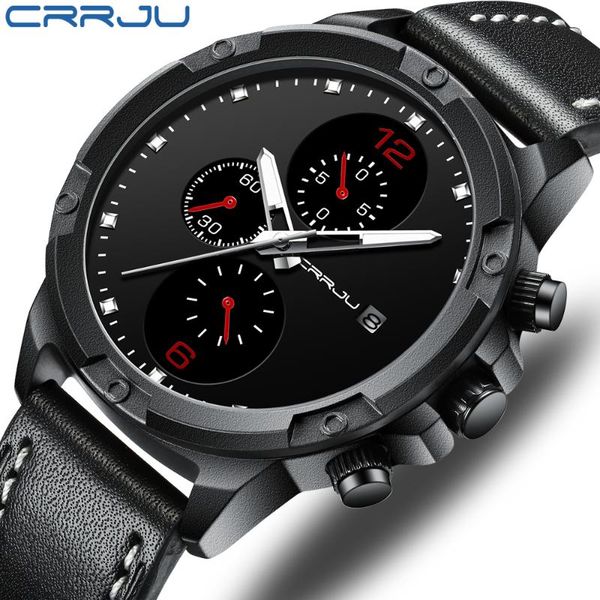 wristwatches crrju black men's cool watch, business fashion belt three dial watch, Slivery;brown
wristwatches crrju black men's cool watch, business fashion belt three dial watch, Slivery;brown