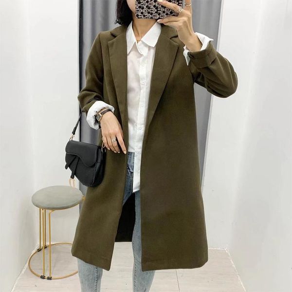 women's wool & blends yenkye women vintage army green woolen coat female casual loose open stitch lapel autumn winter overcoat, Black
women's wool & blends yenkye women vintage army green woolen coat female casual loose open stitch lapel autumn winter overcoat, Black