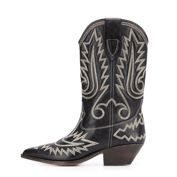 boots winter women's embroidered leather cowboy knee-length high-rider pointed toe thick heel street fashion western, Black
boots winter women's embroidered leather cowboy knee-length high-rider pointed toe thick heel street fashion western, Black