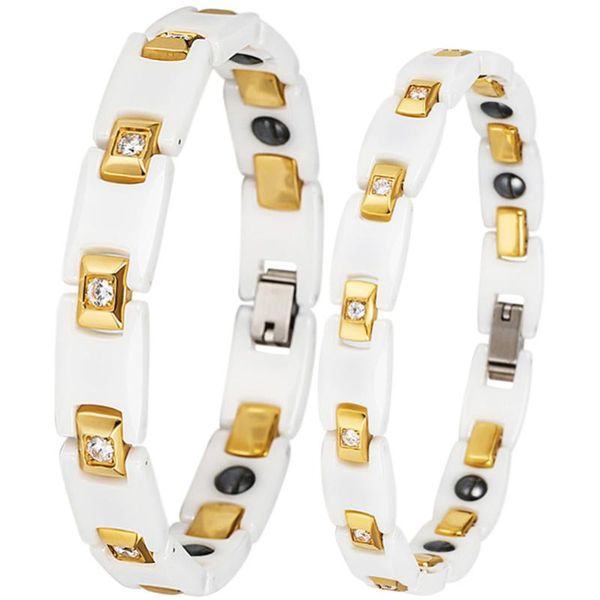 link, chain white ceramic couple bracelet bangle for women men fashion charms magnetic health care bracelets stainless steel cz jewelry gift, Black
link, chain white ceramic couple bracelet bangle for women men fashion charms magnetic health care bracelets stainless steel cz jewelry gift, Black