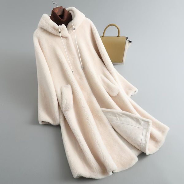 women's fur & faux women winter lamb coat female korean hooded granule sheep shearing jacket ladies loose mid-length warm outerwear j17, Black
women's fur & faux women winter lamb coat female korean hooded granule sheep shearing jacket ladies loose mid-length warm outerwear j17, Black