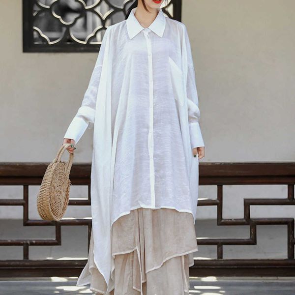 women's blouses & shirts japan style korean spring summer casual oversize simple irregular color bat lapel sleeve z2j3, White
women's blouses & shirts japan style korean spring summer casual oversize simple irregular color bat lapel sleeve z2j3, White