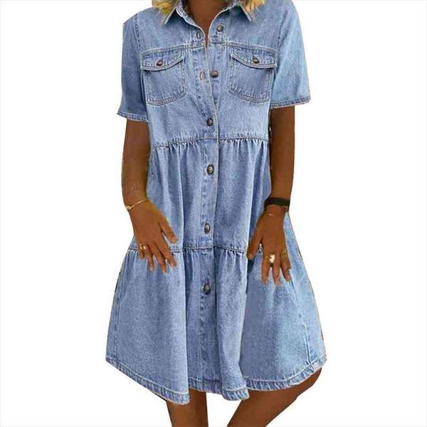 summer short sleeve pockets womens dresses single-breasted a line button denim long loose plus size 3xl fashion vestidos, Black;gray
summer short sleeve pockets womens dresses single-breasted a line button denim long loose plus size 3xl fashion vestidos, Black;gray