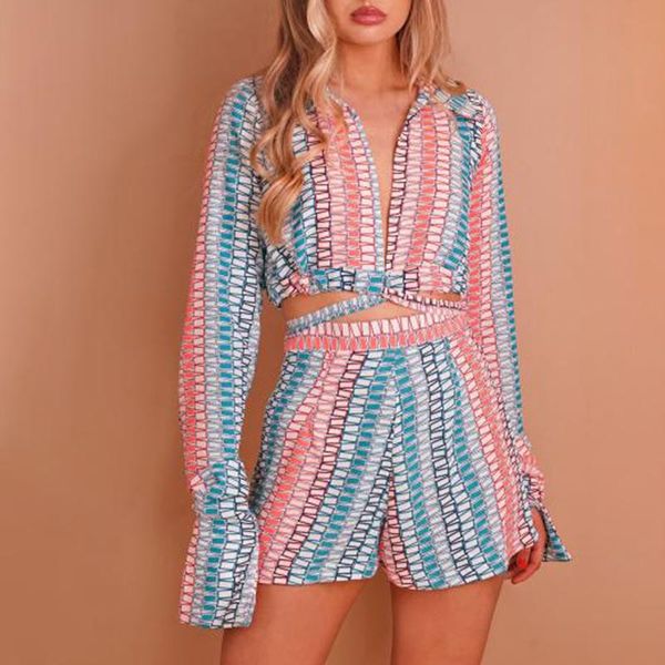 women's tracksuits fashion contrast color summer suits women elegant casual striped printed suit slim shorts ladies, Gray
women's tracksuits fashion contrast color summer suits women elegant casual striped printed suit slim shorts ladies, Gray