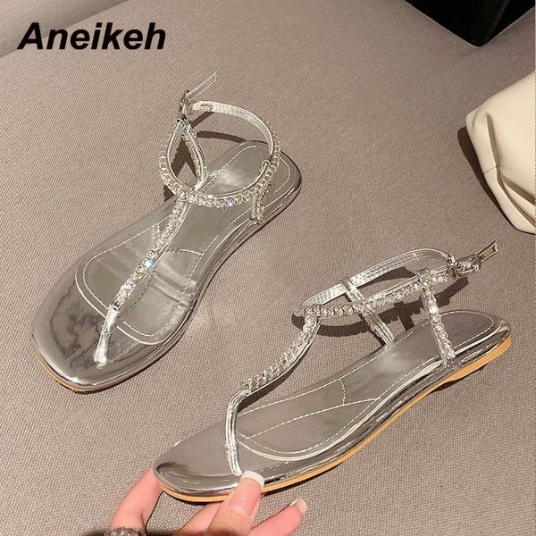 sandals aneikeh 2021 summer women's shoes casual flat with crystal metal decoratio thong buckle strap round toe sandalias mujer solid, Black
sandals aneikeh 2021 summer women's shoes casual flat with crystal metal decoratio thong buckle strap round toe sandalias mujer solid, Black
