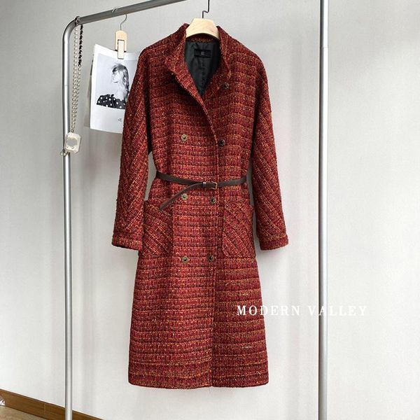 women's wool & blends 2021 autumn winter french plaid tweed coat for women elegant ladies fashion buttons belted long jacket female ove, Black
women's wool & blends 2021 autumn winter french plaid tweed coat for women elegant ladies fashion buttons belted long jacket female ove, Black