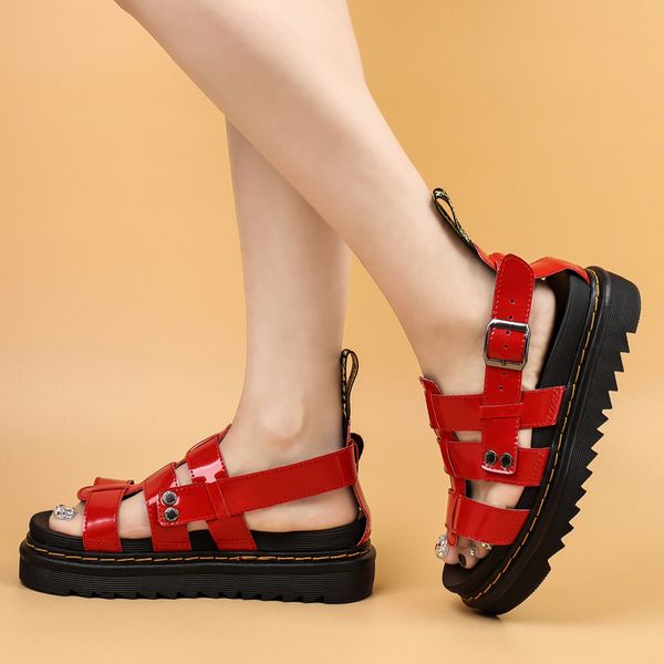 summer red open toe leather sandals women heighten platform woman casual sandals comfort buckle martin shoes sandalias mujer, Black
summer red open toe leather sandals women heighten platform woman casual sandals comfort buckle martin shoes sandalias mujer, Black