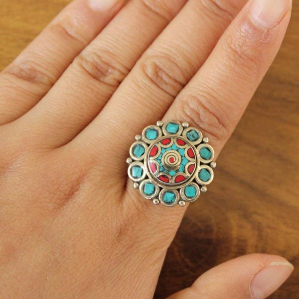 cluster rings rg009 nepal india jewelry beautiful women flower ring bohemia tibetan metal copper colorful stone arrival, Golden;silver
cluster rings rg009 nepal india jewelry beautiful women flower ring bohemia tibetan metal copper colorful stone arrival, Golden;silver