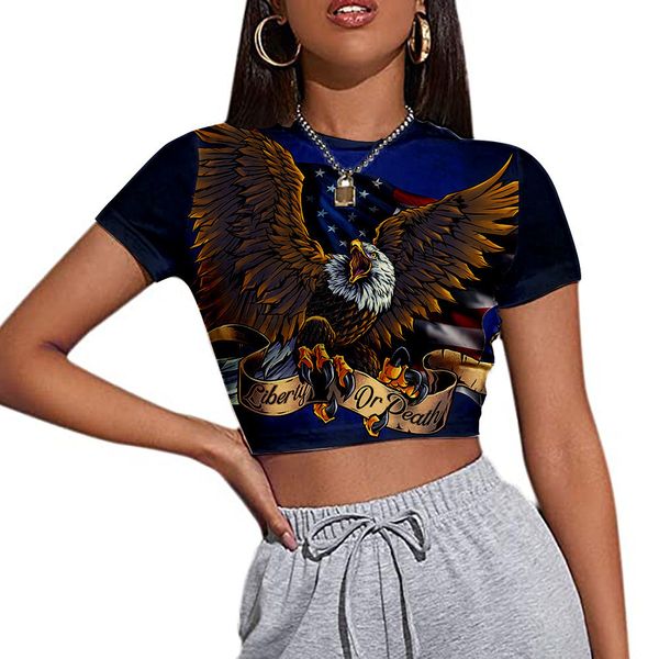 fashion t shirt 2021 women's wear slim fit short sleeve open navel eagle print, White
fashion t shirt 2021 women's wear slim fit short sleeve open navel eagle print, White
