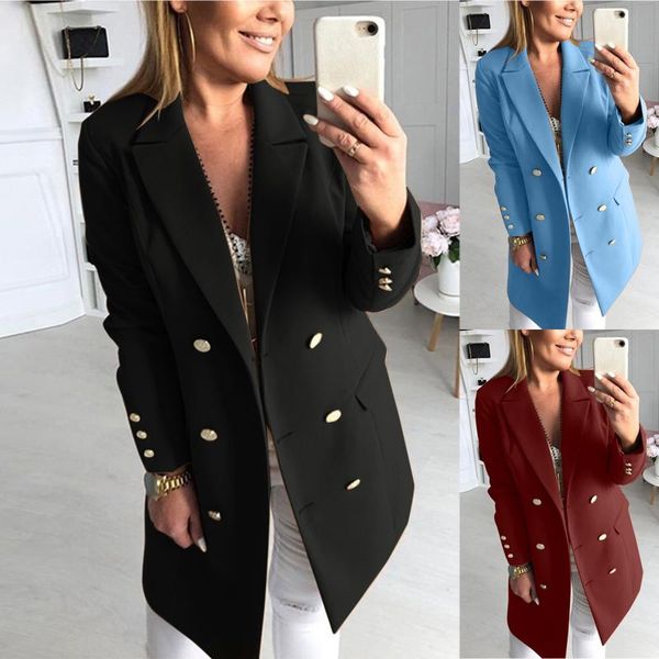 women's wool & blends spring autumn long overcoat outwear thin fashion sleeve turn-down double breasted faux coat, Black
women's wool & blends spring autumn long overcoat outwear thin fashion sleeve turn-down double breasted faux coat, Black