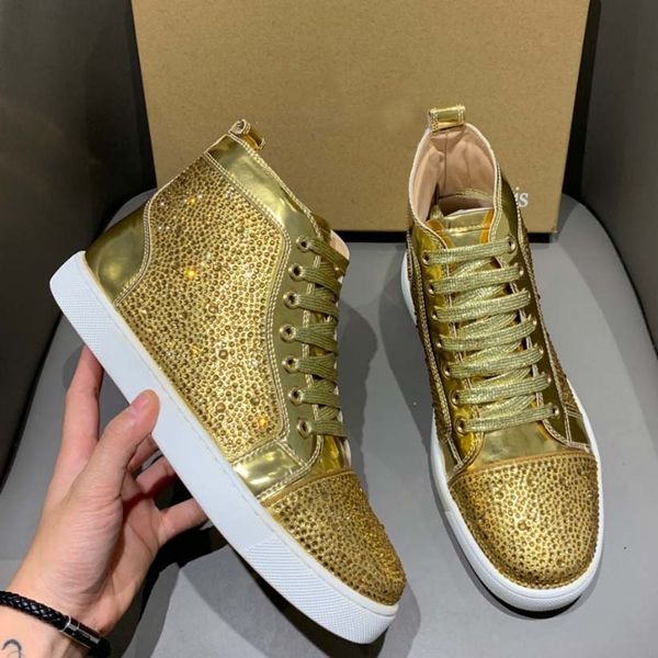 luxury sneakers men women designer shoes rubber trainers crystal high loasers soles head layer cowhide golden with box, Black
luxury sneakers men women designer shoes rubber trainers crystal high loasers soles head layer cowhide golden with box, Black