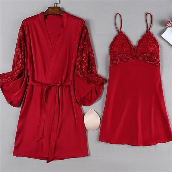 women's sleepwear bride wedding robe lace hollow out women nightgown bridesmaid kimono bath gown summer v-neck night suit 75m, Black;red
women's sleepwear bride wedding robe lace hollow out women nightgown bridesmaid kimono bath gown summer v-neck night suit 75m, Black;red