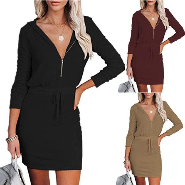 casual dresses fashion women zipper long sleeve solid color hooded dress ladies 2021 v-neck clothing, Black;gray
casual dresses fashion women zipper long sleeve solid color hooded dress ladies 2021 v-neck clothing, Black;gray