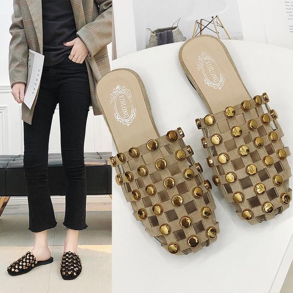 slippers summer solid rivet hollow women shoes woman mules slides beach round toe square low heels female ladies, Black
slippers summer solid rivet hollow women shoes woman mules slides beach round toe square low heels female ladies, Black