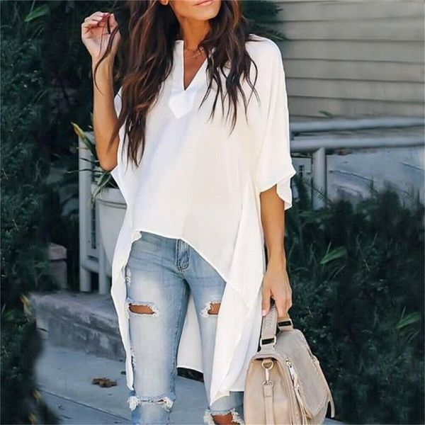 elegant women shirt womens v neck half sleeve blouse ruffles pure color polyester ladies casual loose and summer plus, White
elegant women shirt womens v neck half sleeve blouse ruffles pure color polyester ladies casual loose and summer plus, White