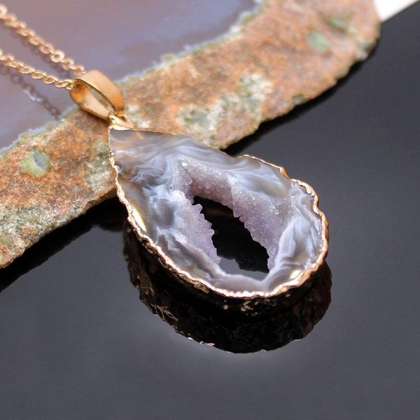 chains 4unik boho natural stones agate pendant necklace handmade gilded druzy women necklaces high end jewelry drop 4un-nl007, Silver
chains 4unik boho natural stones agate pendant necklace handmade gilded druzy women necklaces high end jewelry drop 4un-nl007, Silver