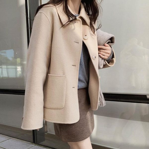 women's wool & blends dalian clothing factory sells 20 classic short solid color double-sided hand-sewn coats in dongdaemun, korea, Black
women's wool & blends dalian clothing factory sells 20 classic short solid color double-sided hand-sewn coats in dongdaemun, korea, Black