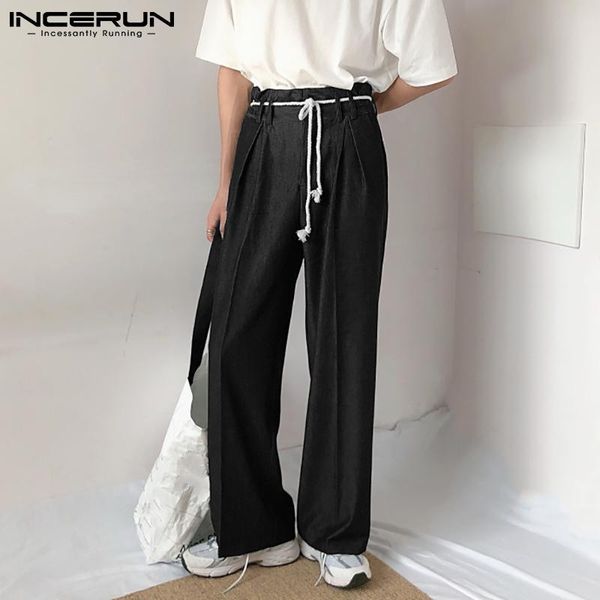 men's pants 2021 men straight solid color joggers button pockets casual trousers with belt streetwear vintage pantalon 5xl incerun, Black
men's pants 2021 men straight solid color joggers button pockets casual trousers with belt streetwear vintage pantalon 5xl incerun, Black